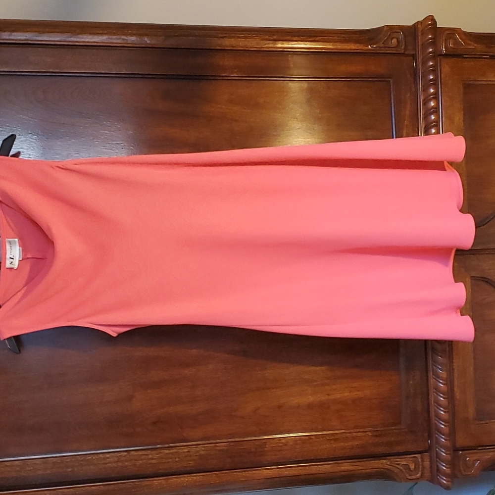Coral sleeveless slip over head dress